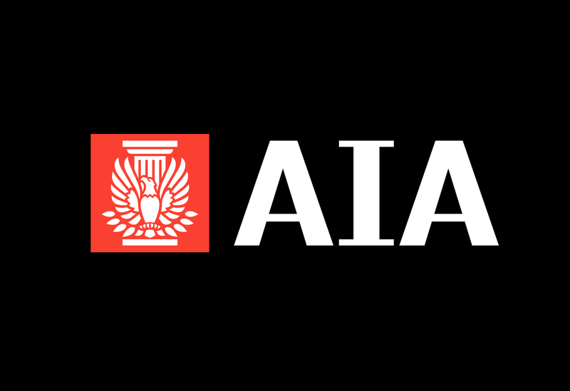 Logo and wordmark for the American Institure of Architects depicting an eagle and column with the letters AIA
