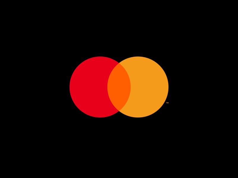 Mastercard logo depicted with a red and yellow circle with an intersecting orange slice