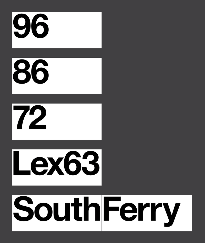 Signage designs for MTA Subway Second Avenue and South Ferry stations