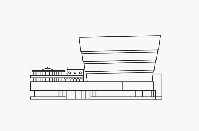 Illustration of The Gugennheim museum in Manhattan, New York City